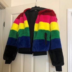 Faux Fur Rainbow Jacket